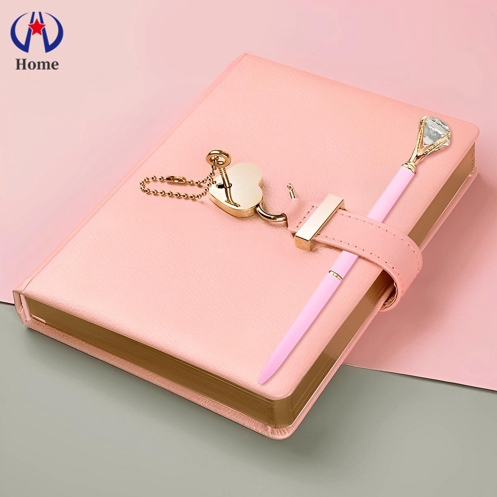 Sổ Nhật Ký Bằng PU 144 Trang Trí Hình Trái Tim Kèm Chìa Khóa Mã Số Sắp Xếp Gọn Gàng Có Thể Khóa C3941