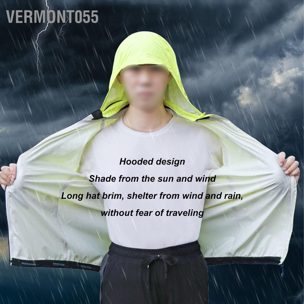 Vermont055 Bốn Mùa Mỏng Chống Thấm Nước Áo Mưa Đi Xe Đạp Thoáng Khí Khoác Nam Nữ Vàng Huỳnh Quang