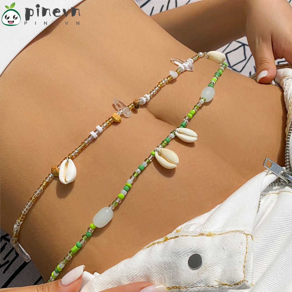 PINEVN Dây Đeo Hông Đính Hạt Phong Cách Bohemian Thời Trang Đi Biển Mùa Hè Cổ Điển