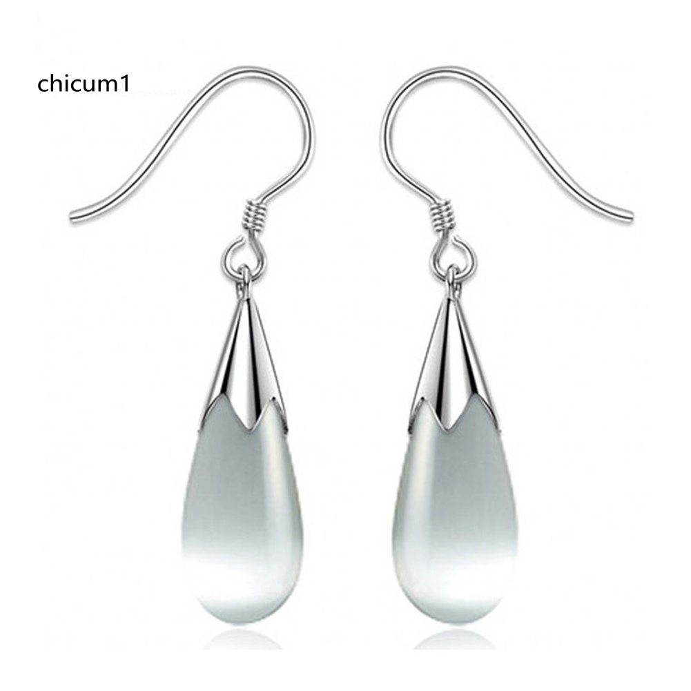 Khuyên Tai Móc Hình Giọt Nước Đính Đá Opal Thời Trang Cho Nữ