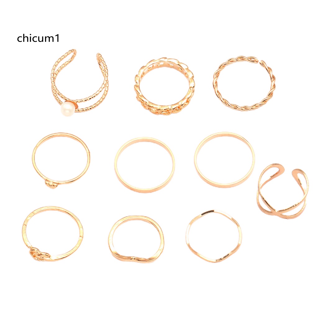 Set 10 Nhẫn Đeo Khớp Ngón Tay Phong Cách Vintage Cho Nữ