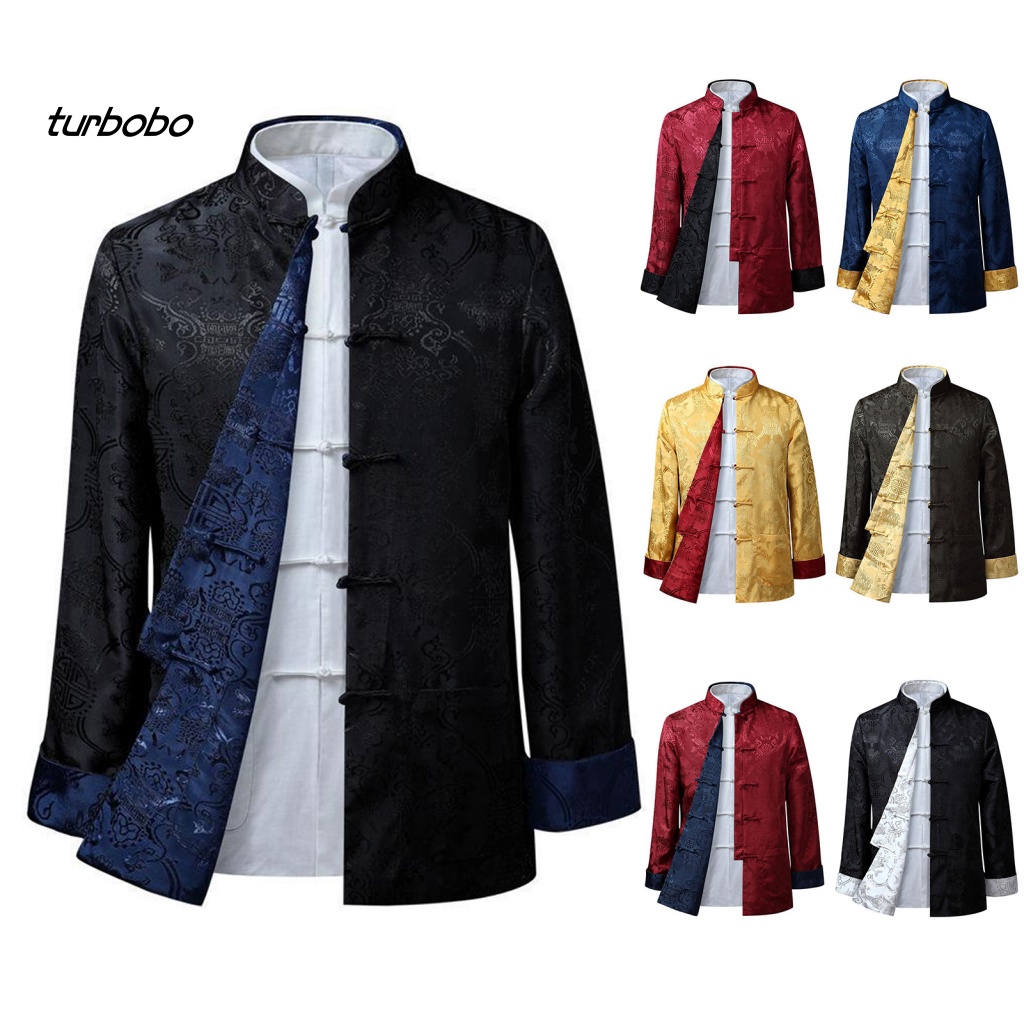 Turbobo Tang Áo Khoác Vest Truyền Thống Trung Hoa Cổ Đứng Tay Dài Có Thể Đảo Ngược Giữ Ấm Phong Cách Trung Hoa Cổ Điển Cho Cuộc Sống Hàng