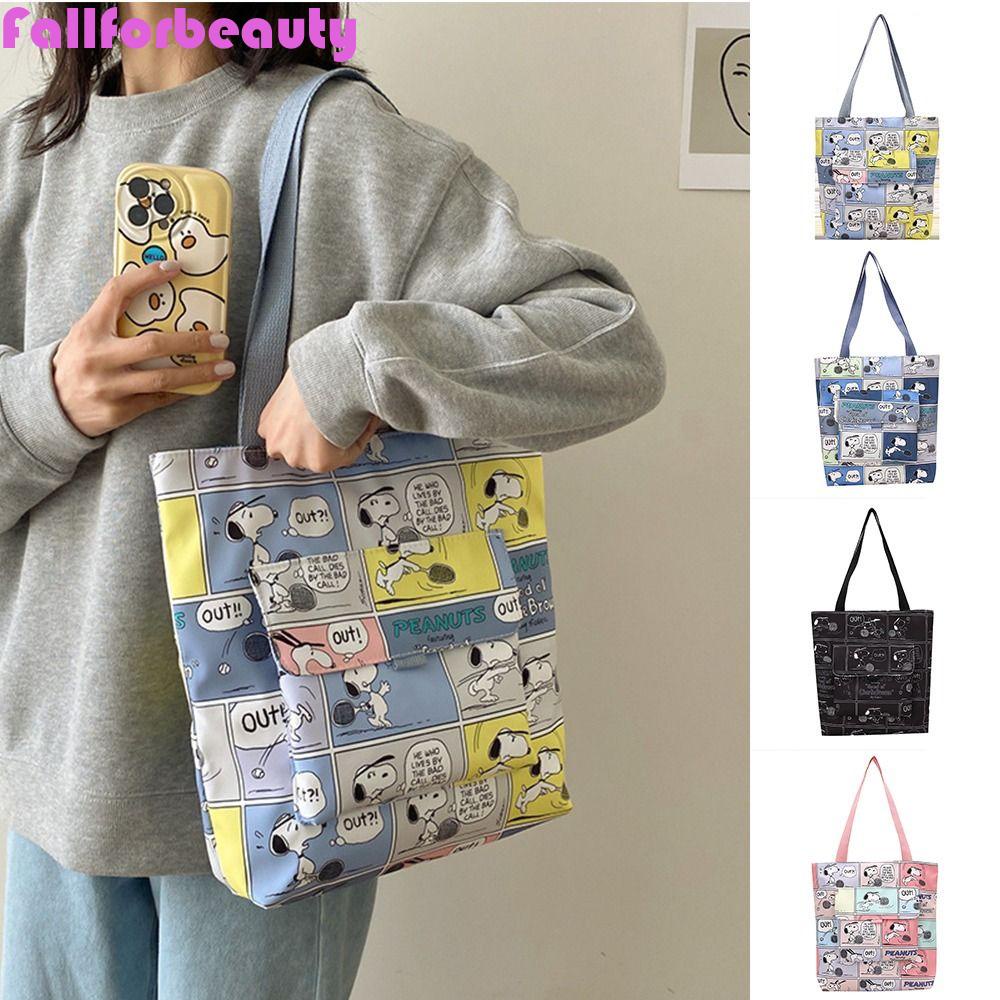 FALLFORBEAUTY Túi vải Sức Chứa Lớn In Hình Snoopy Phong Cách Hàn Quốc Cho Mẹ Bỉm Sữa