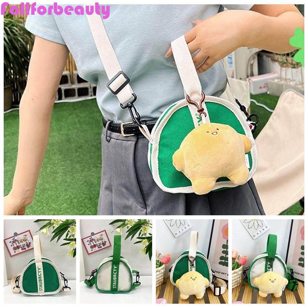 FALLFORBEAUTY Túi Đeo Chéo Vai Hình Tam Giác Bằng Vải Canvas Có Khóa Kéo Thời Trang Cho Nữ