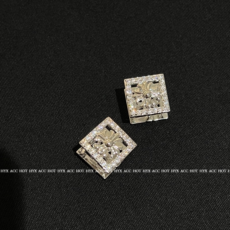Bông Tai Dạng Vòng Hình Thánh Giá Đính Đá Zircon Lấp Lánh Unisex
