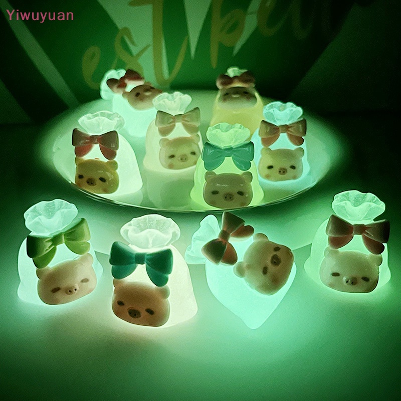 < Yiwuyuan > Mặt Dây Chuyền Hình Heo Hoạt Hình Dạ Quang Trang Trí Điện Thoại Di Động Mini May Mắn Bằng Nhựa Resin Mới DIY