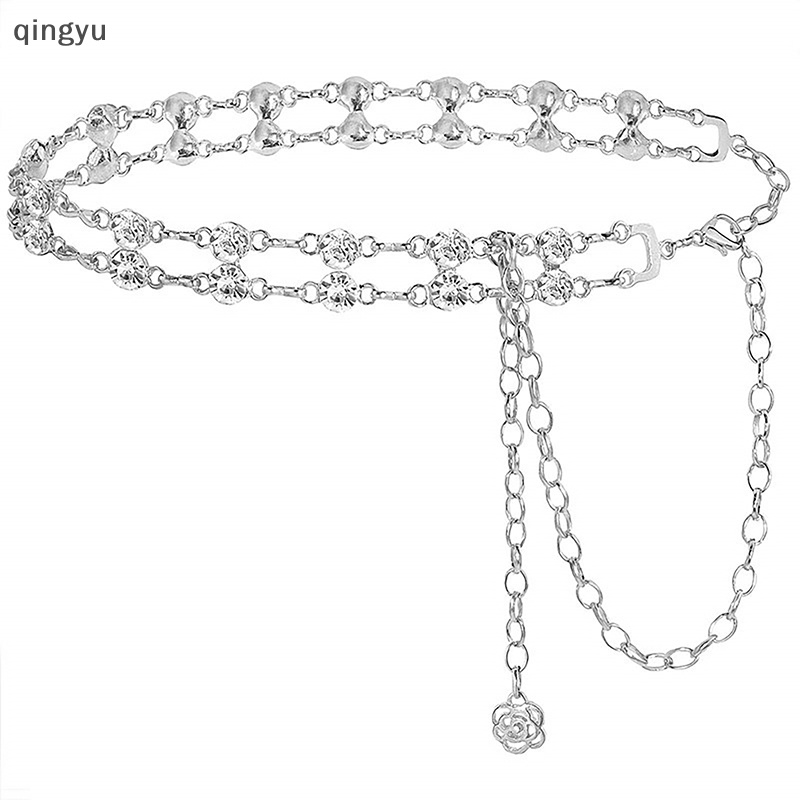 Dây Xích Đeo Thắt Lưng Hai Lớp Bằng Hợp Kim Đính Kim Cương Pha Lê Sáng Tạo Thời Trang Đa Năng Mới Dành Cho Bạn Nữ