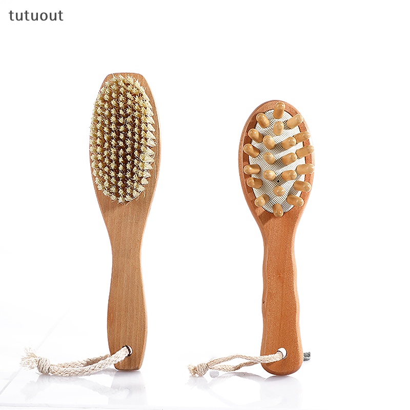 Bàn Chải Tắm Hai Mặt Tẩy Tế Bào Chết Mát Xa Tay Cầm Dài Tiện Dụng