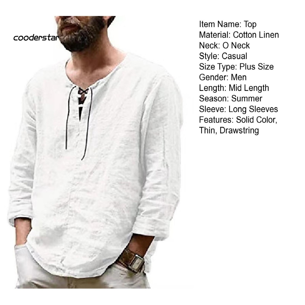 Áo Thun Tay Dài Cổ Tròn Dáng Rộng Màu Trơn Phối Dây Rút Thời Trang Mùa Hè Cho Nam