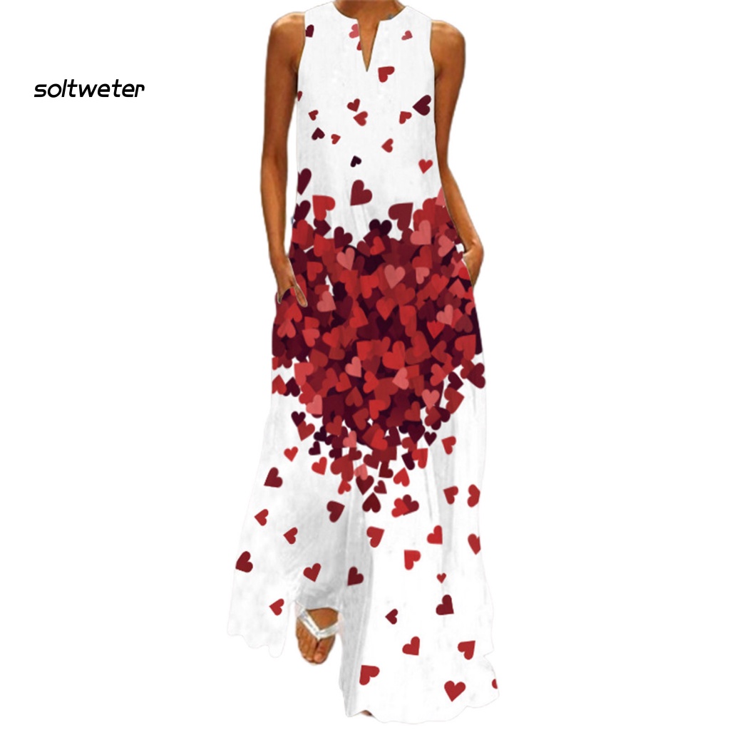 Đầm Maxi Sát Nách Cổ Chữ V Dáng Rộng In Họa Tiết Kỹ Thuật Số Thời Trang Mùa Hè Cho