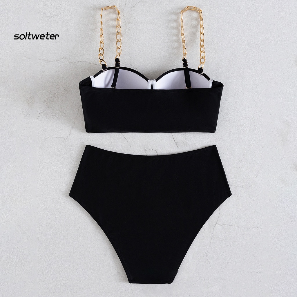 2 Bộ Bikini Hai Mảnh Màu Đen Có Dây Kim Loại Gợi Cảm