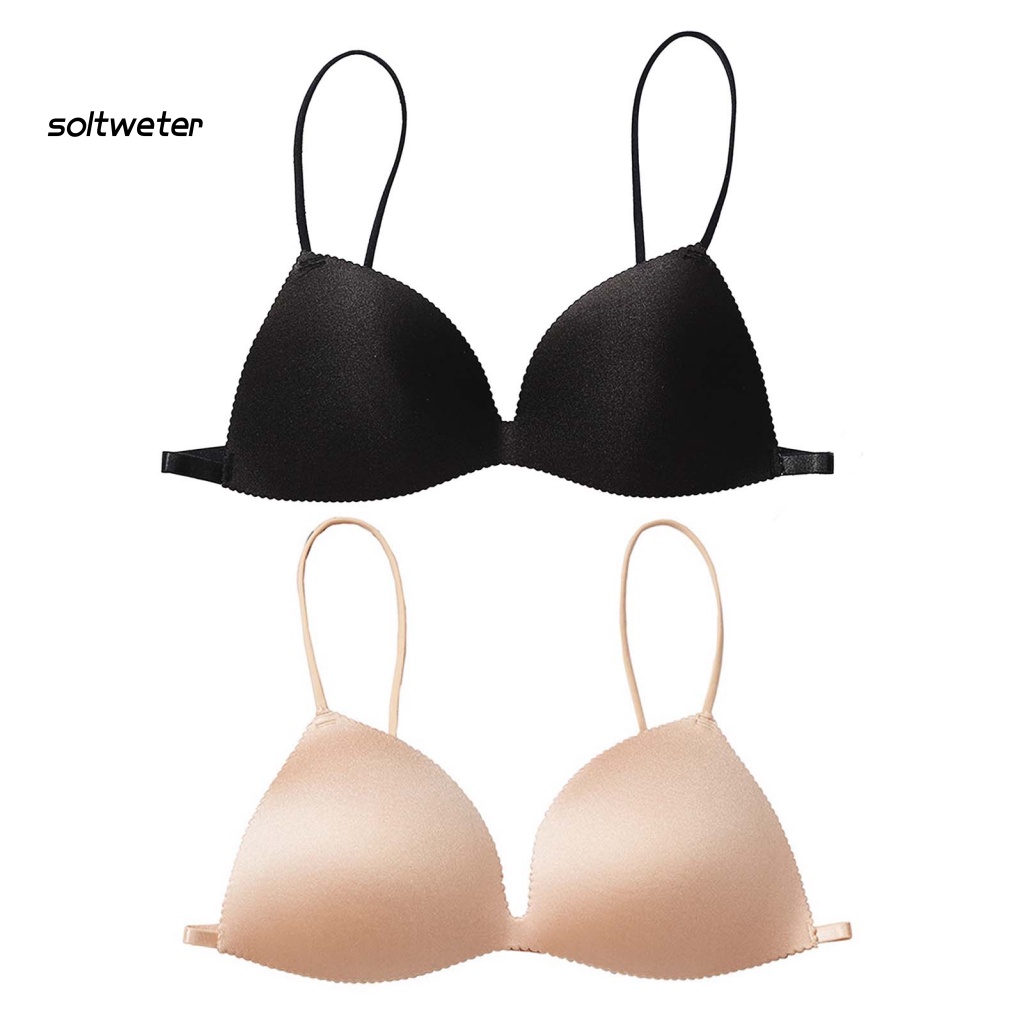 St Áo Ngực Hai Dây Mỏng Liền Mạch Màu Trơn Không Đường May Thoáng Khí Có Dây Đeo Vai Trong Dành Cho Nữ