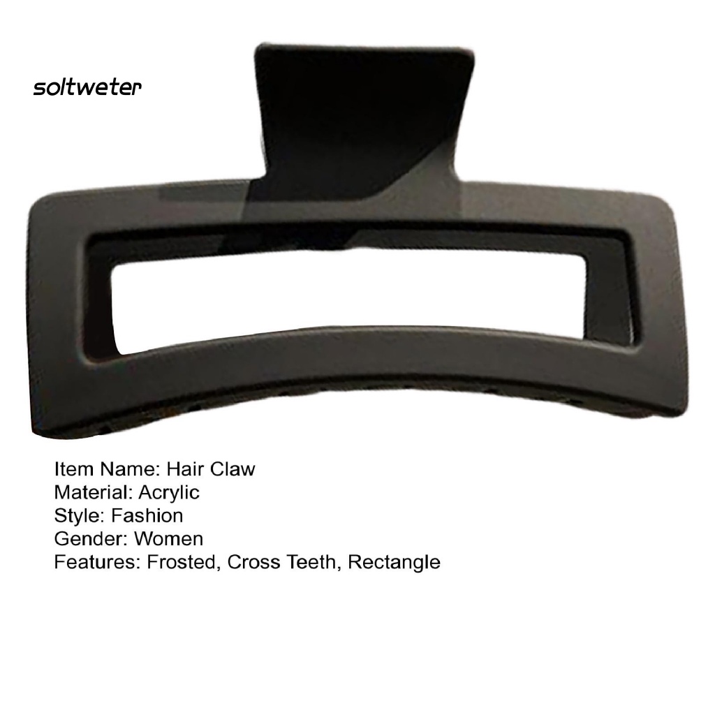 Kẹp Tóc Càng Cua Hình Chữ Nhật Màu Trơn Nhám Chống Trượt