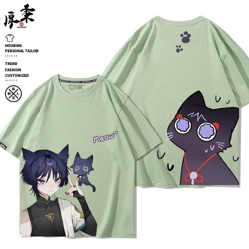 ★Genshin Impact★Áo Thun Cotton Nguyên Chất Tay Ngắn Mùa Hè In Hình Game Merchandise Wanderer & Scaramouche Impression cos
