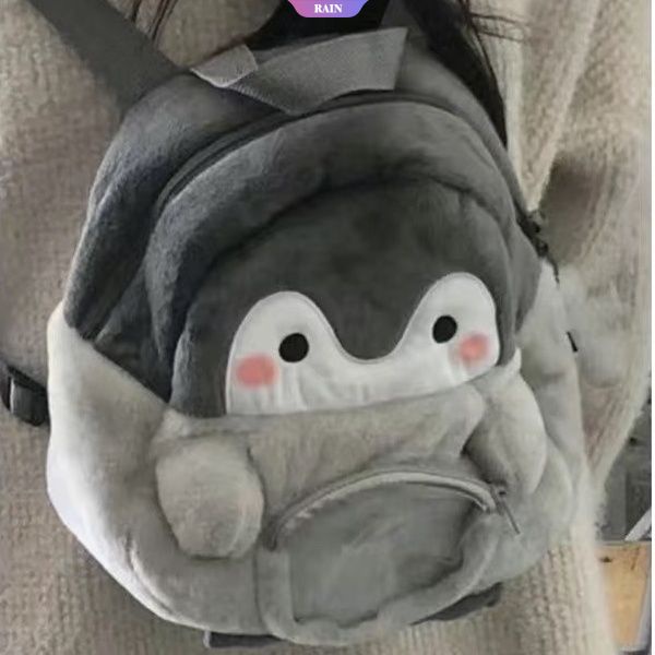 Ba Lô Lông Xù Mini Hình Chim Cánh Cụt Hoạt Họa Dễ Thương Thường Ngày Cho Nữ [RAIN]