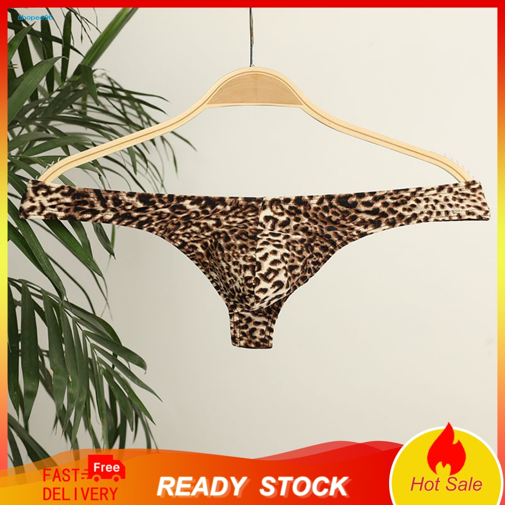 Quần Lót Chữ T Thoáng Khí In Họa Tiết Da Báo Quyến Rũ Cho Nam