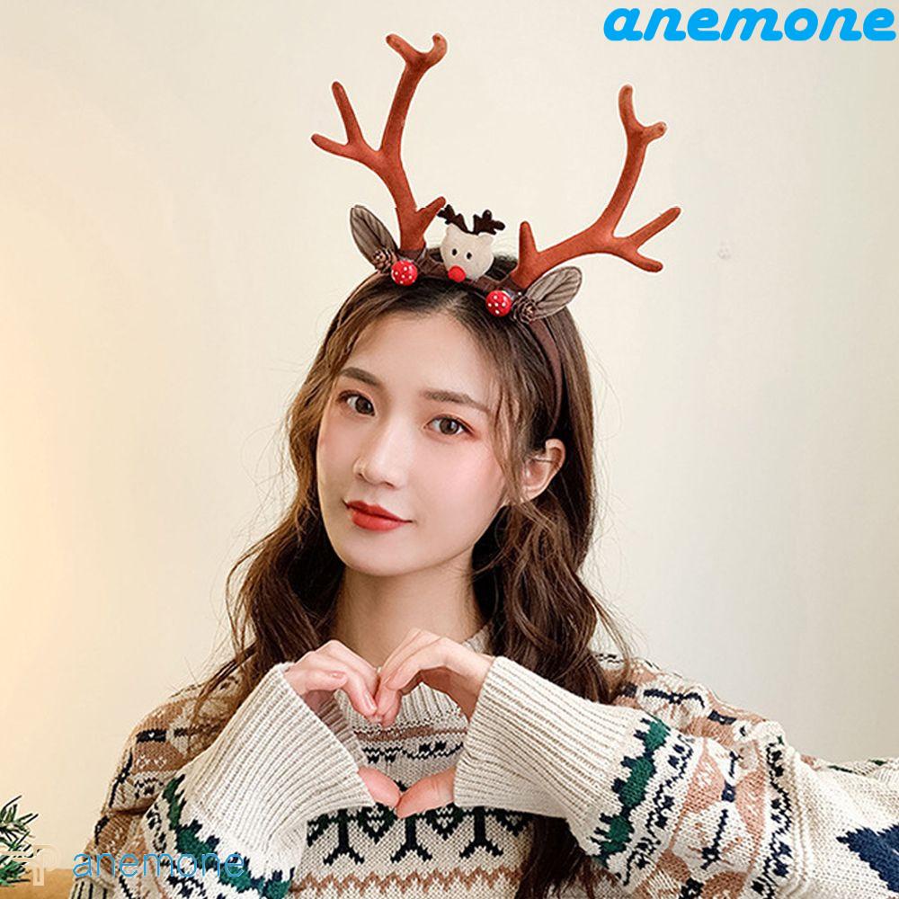 ANEMONE Băng Đô Cài Tóc Đính Bóng Lông Chống Trượt Phong Cách Hàn Quốc Dễ Thương Cho Nữ