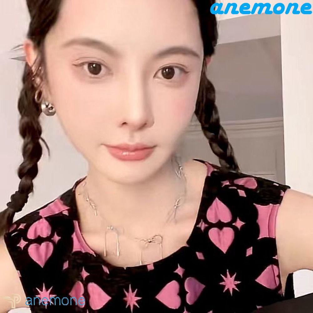 ANEMONE Vòng Cổ Choker Bằng Thép Titan Đính Nơ Tua Rua Đơn Giản Y2k Hợp Thời Trang Cho Nữ