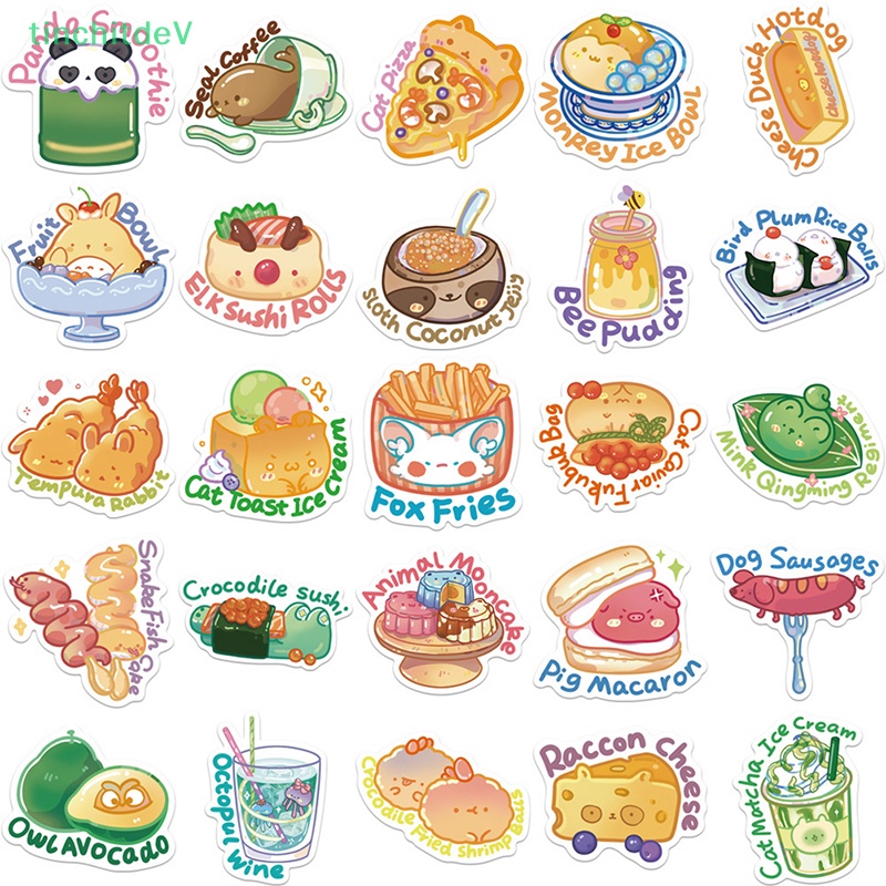 Bộ 50 Miếng Dán Trang Trí Xe Hơi / Guitar / Laptop Họa Tiết Hoạt Hình Động Vật Dễ Thương