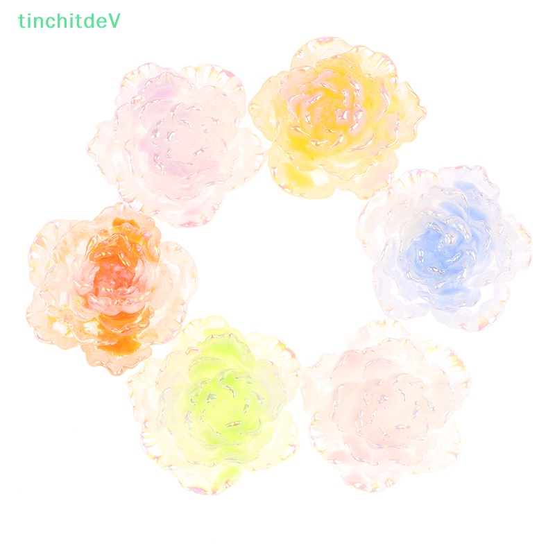 Set 5 Phụ Kiện Đá Đính Trang Trí Móng Tay Nghệ Thuật Hình Bông Hoa Bằng Nhựa Acrylic Dễ Thương