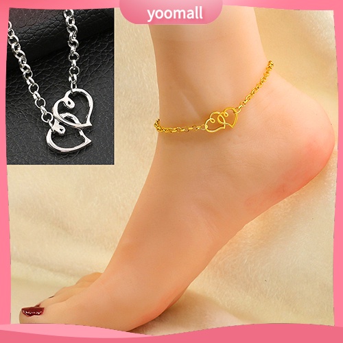 Lắc Chân Mặt Hình Trái Tim Thiết Kế Tinh Tế Thời Trang Cao Cấp Cho Nữ