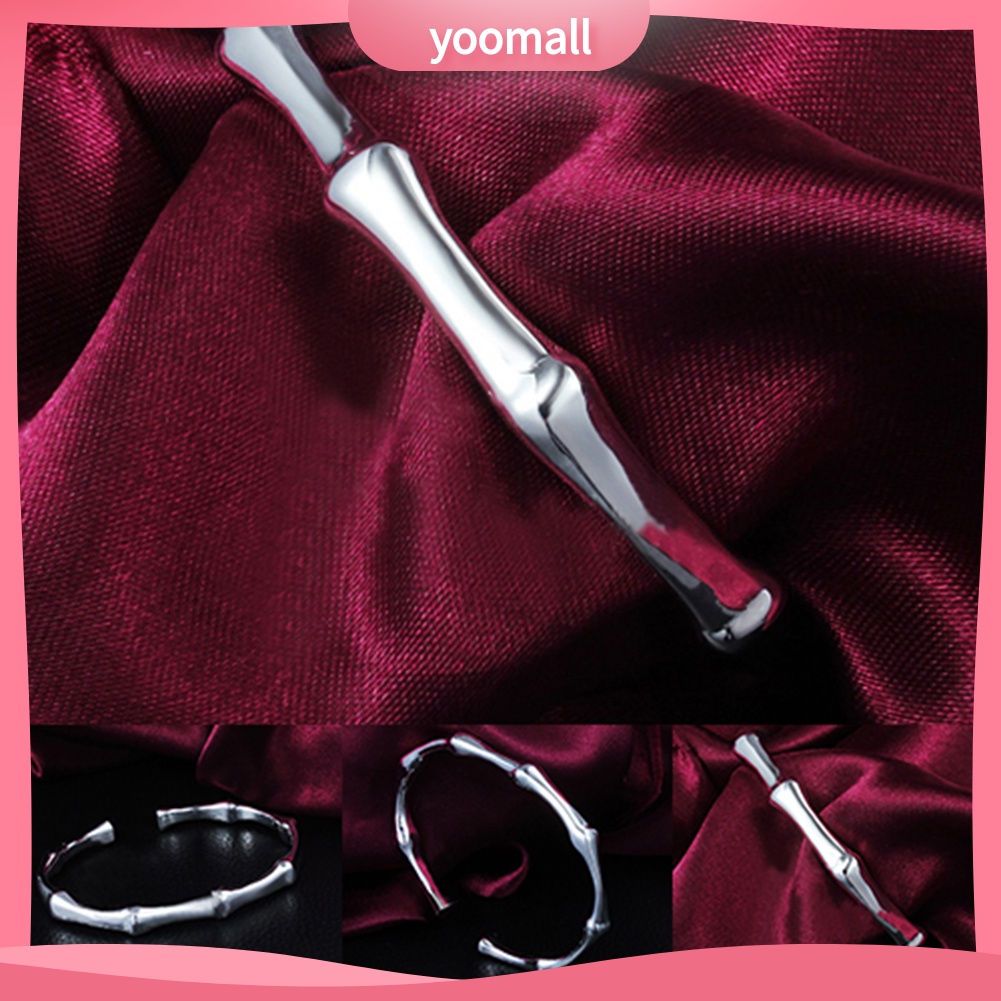 Vòng Tay Dạng Hở Mạ Bạc Hình Cây Tre Thời Trang Cho Nữ