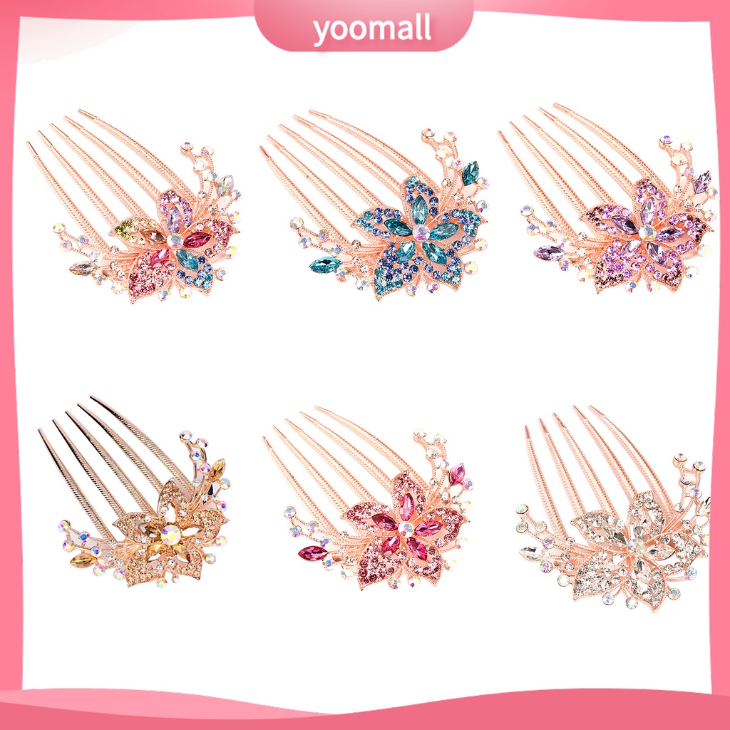 Lược Cài Tóc Hình Hoa Lá Đính Đá Xinh Xắn Cho Nữ