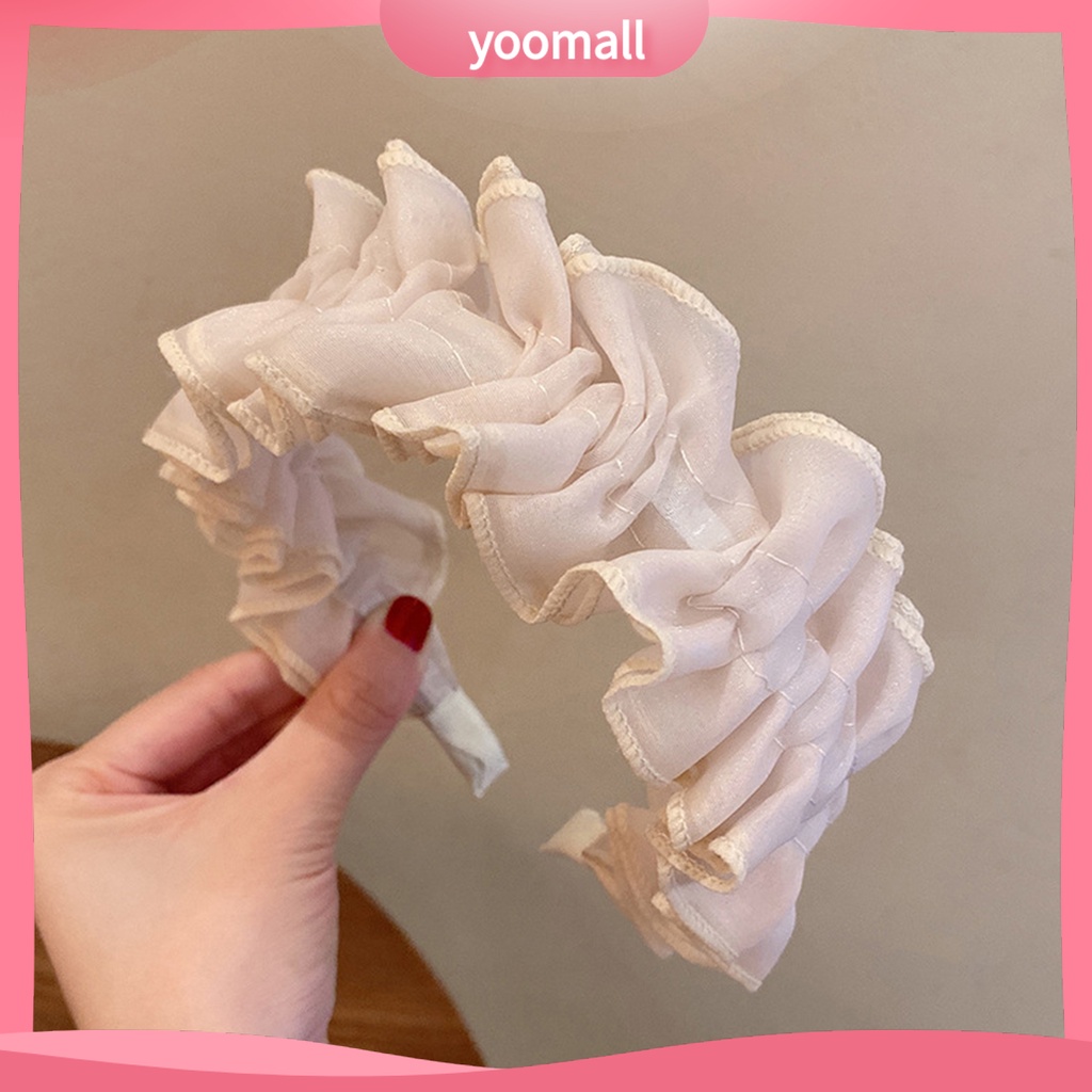 Băng Đô Vải Viền Mềm Bản Rộng Trang Trí Tóc Cho Nữ