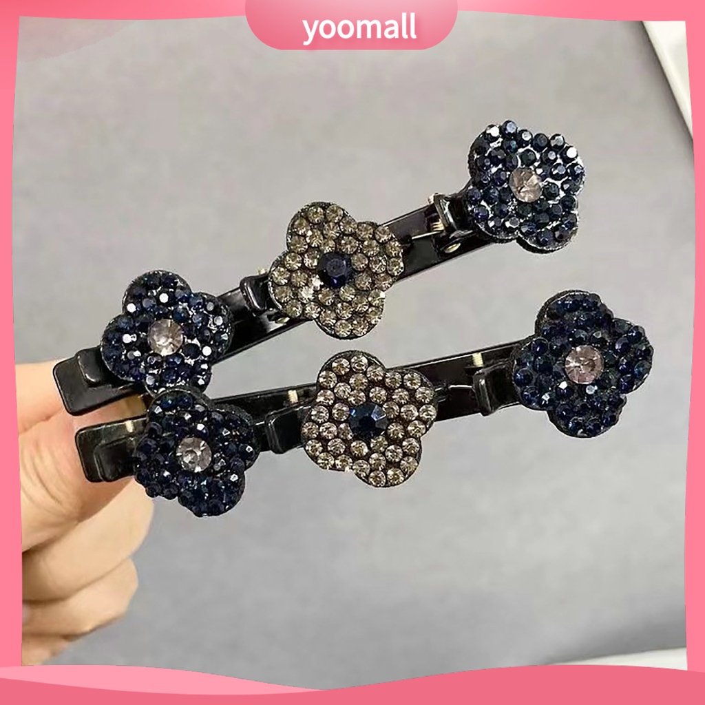 Bộ 4 Kẹp Tóc Hình Hoa Đính Đá Lấp Lánh Chống Trượt Thời Trang Cho Nữ