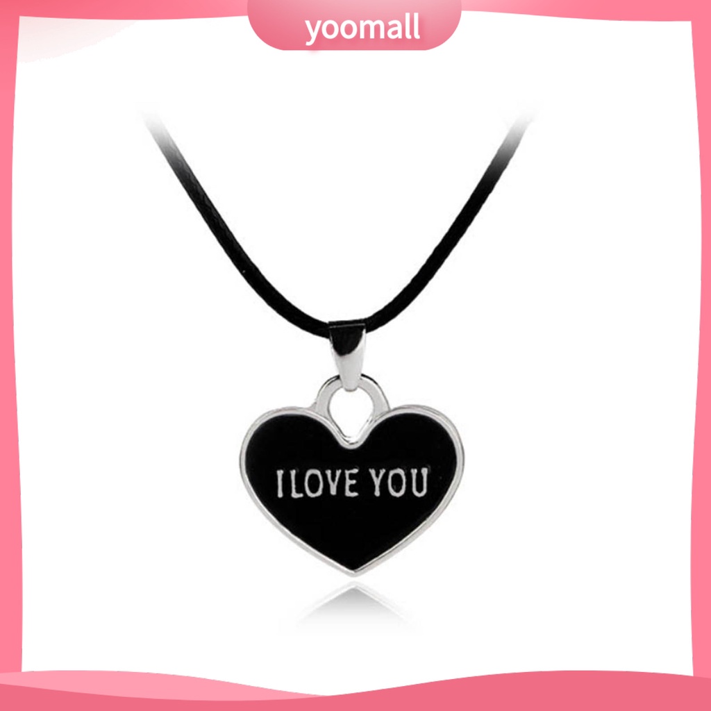1 Cặp Vòng cổ Unisex Mặt Trái Tim Khắc Chữ I Love You Forever Màu Trắng Đen