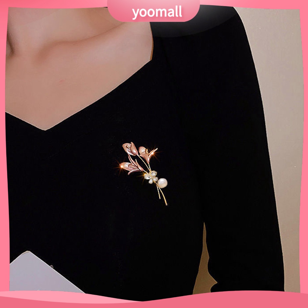 Ghim Cài Áo Hình Hoa Tulip Đính Ngọc Trai Nhân Tạo Phong Cách Vintage