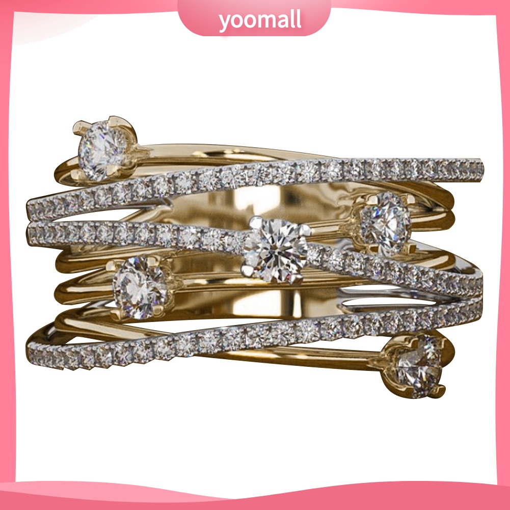 Nhẫn Cưới Hai Màu Đính Đá Zircon Thời Trang Dành Cho Nữ