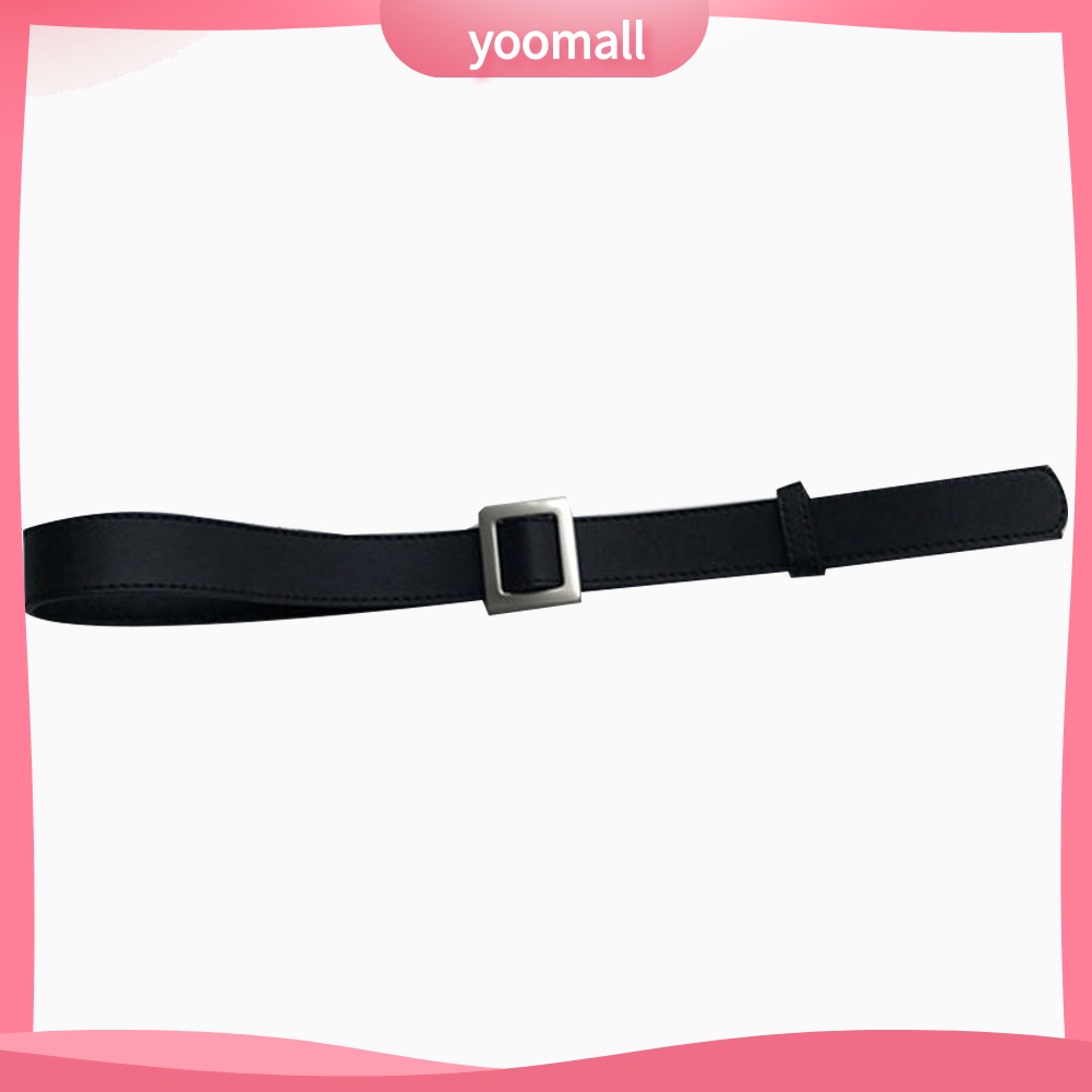 Thắt Lưng Giả Da Màu Trơn Khóa Vuông Thời Trang Cho Nữ