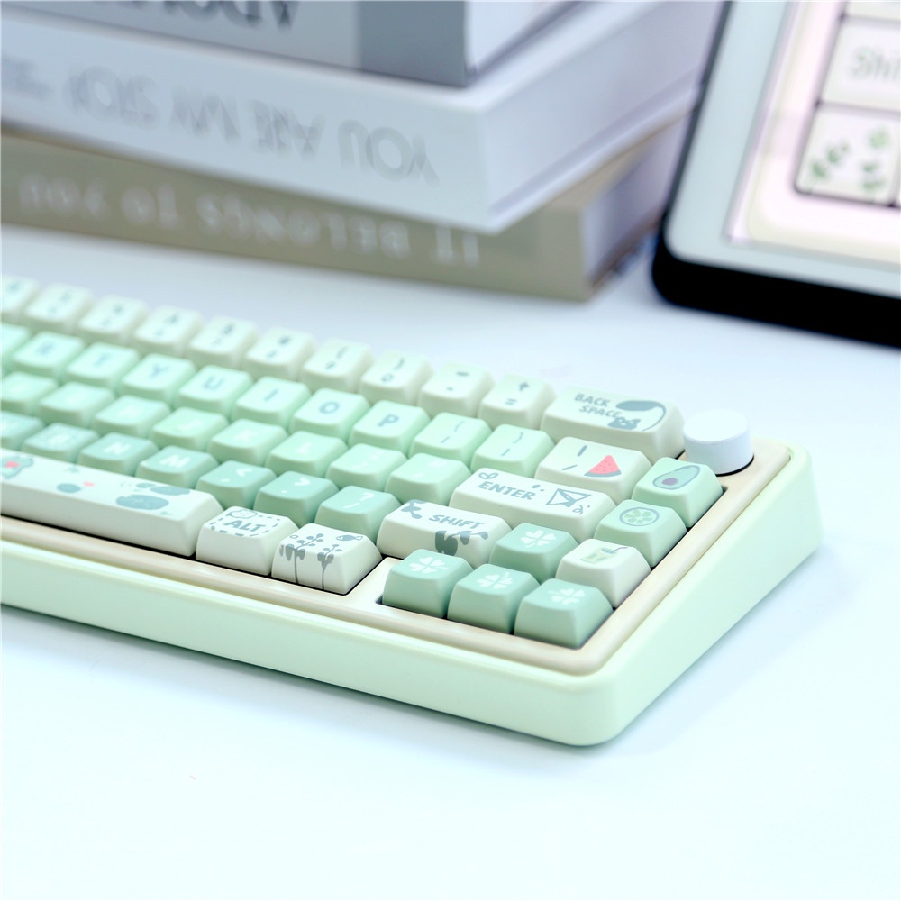 148 66 Keys MDA PBT keycaps small frog theme ball caps PBT milk green five-sided heat sublimatio Keycap Set for DIY LMK67 GMK67