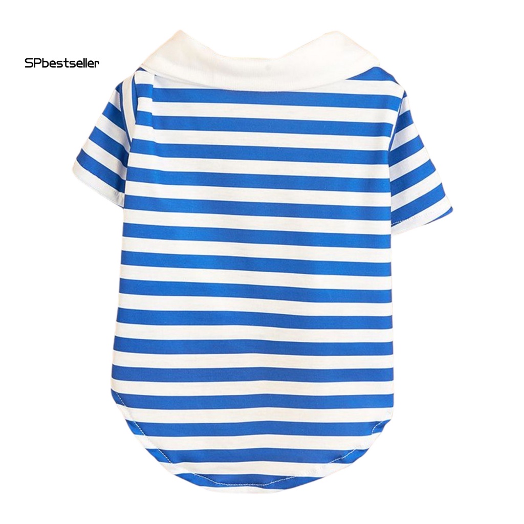 Áo Họa Tiết Sọc Mỏng Màu Xanh Navy Thoải Mái Thời Trang Mùa Hè Cho Thú Cưng