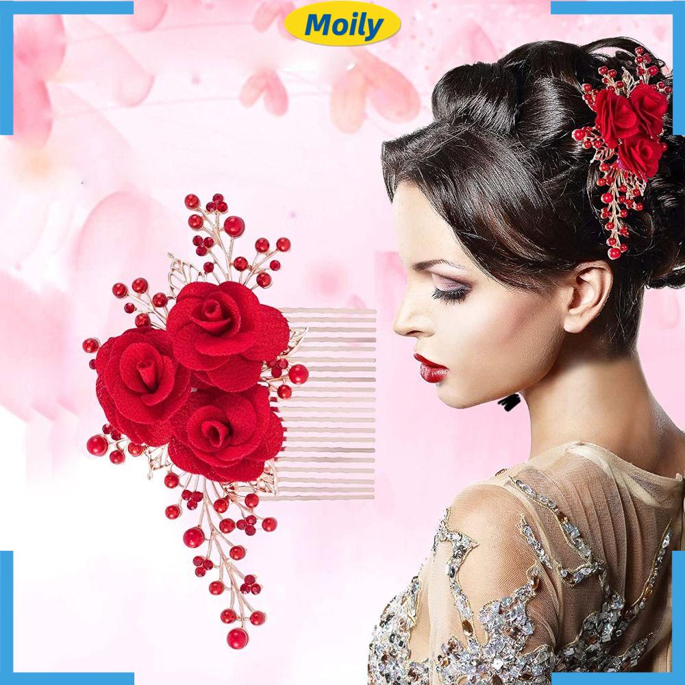 MOILYVN Lược Cài Tóc Cô Dâu Đính Đá Sang Trọng