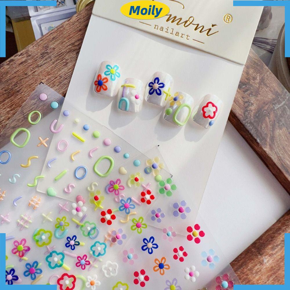 MOILYVN Miếng Dán Trang Trí Móng Tay Nghệ Thuật Phong Cách Retro