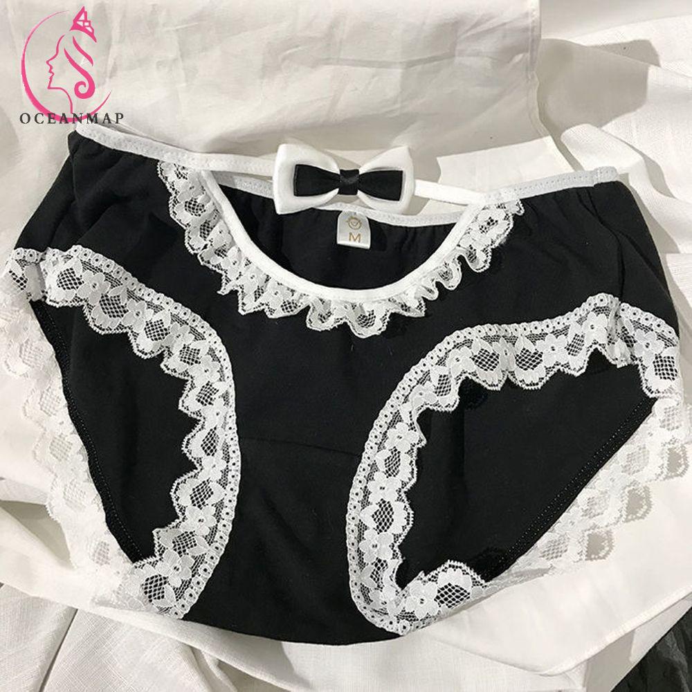 OCEANMAP Quần Lót Ren Không Đường May Đơn Giản Thoải Mái Phong Cách Lolita