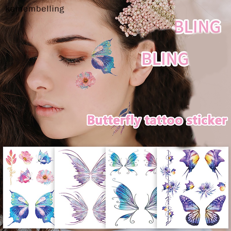 1 Bộ Hình Xăm Dán Tạm Thời Chống Nước Hình Bướm Nhiều Màu Sắc