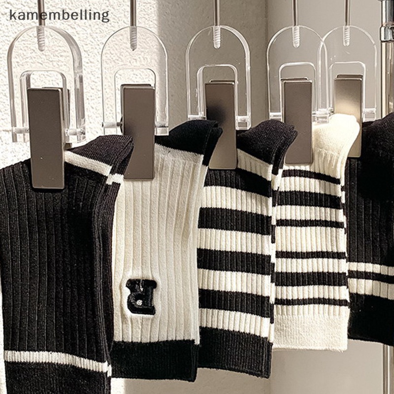 1 Đôi Vớ Cotton Thấm Hút Mồ Hôi Họa Tiết Kẻ Sọc Trắng Đen Thời Trang Mùa Hè Cho Nữ