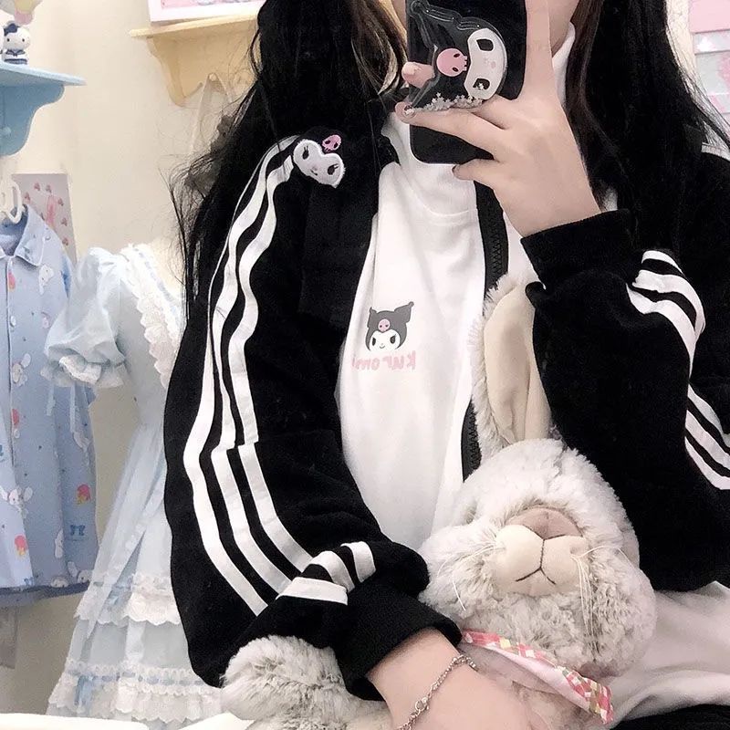 Áo Khoác Bóng Chày Phối Khóa Kéo Kiểu Nhật Bản Dễ Thương Thời Trang Xuân Thu Cho Nữ