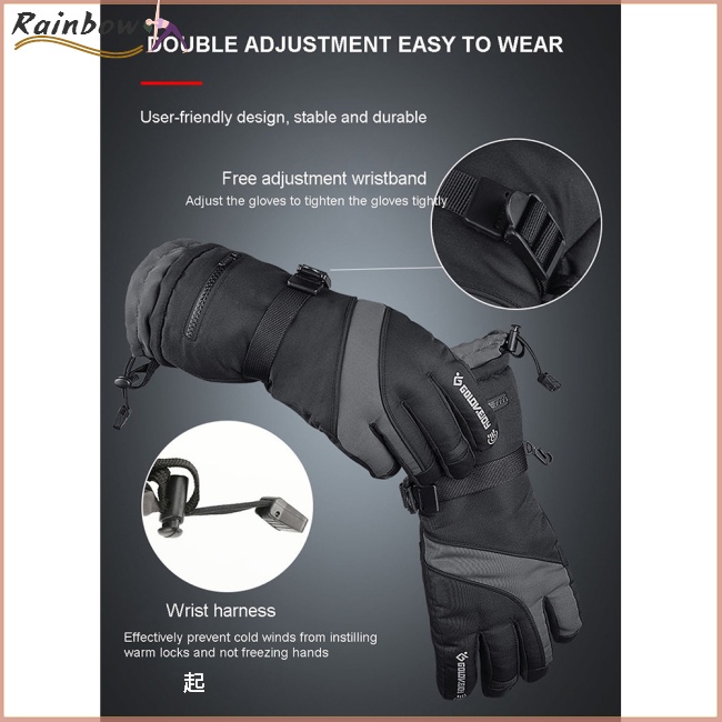 1 Đôi Găng Tay Trượt Tuyết Chuyên Nghiệp Chống Gió Không Thấm Nước Có Khóa Kéo