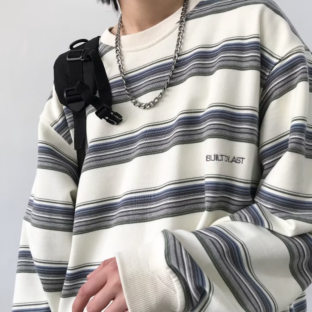 Áo Thun Dài Tay Họa Tiết Sọc Ngang Thời Trang Dành Cho Cả Nam Và Nữ