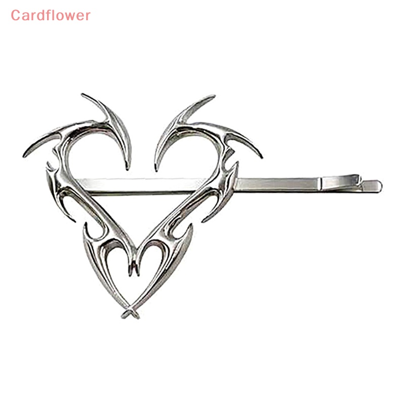 < Cardflower > Kẹp Tóc Kim Loại Hình Trái Tim Trái Tim Phong Cách Hip Hop Hàn Quốc Cá Tính Dành Cho Nữ