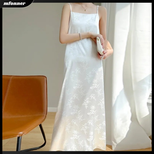 Đầm Dài Hai Dây Dáng Chữ A Cổ Vuông Màu Sắc Trơn Thời Trang Mùa Hè Dành Cho Nữ