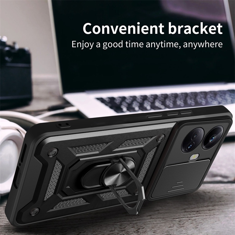 Ốp Điện Thoại Kiểu Giáp Bảo Vệ Camera Có Nam Châm Cho Realme 10 Pro Plus 5G