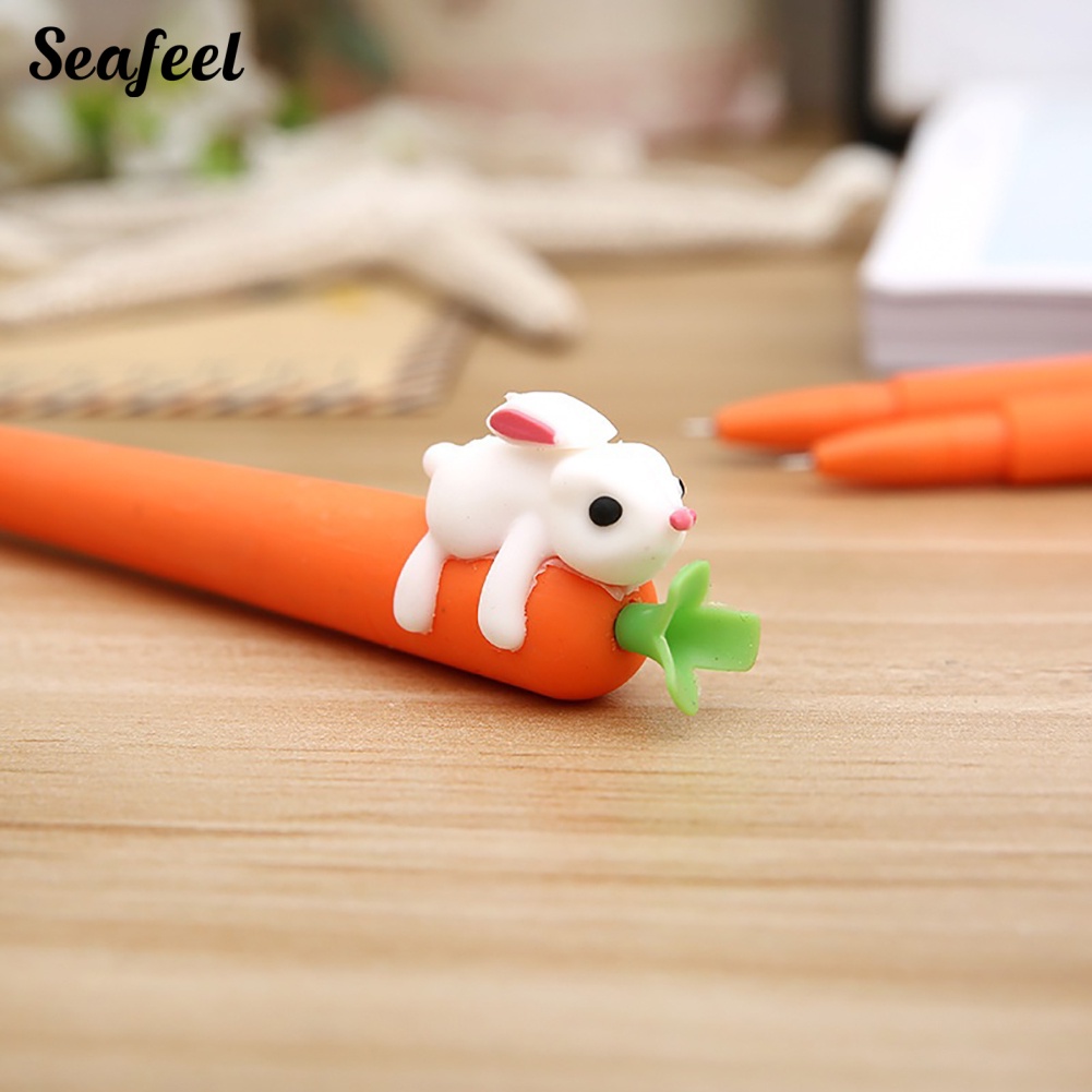 Bút Mực Gel Đen Ngòi 0.5mm Hình Thỏ Cà Rốt Dễ Thương