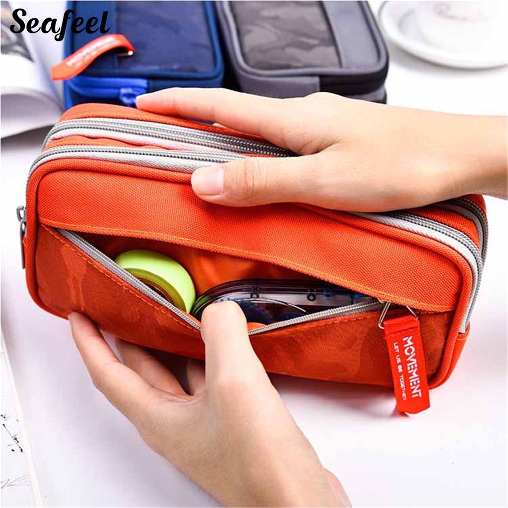 Túi Đựng Bút Nhiều Ngăn Cỡ Lớn Có Khóa Kéo Tiện Lợi Dành Cho Học Sinh