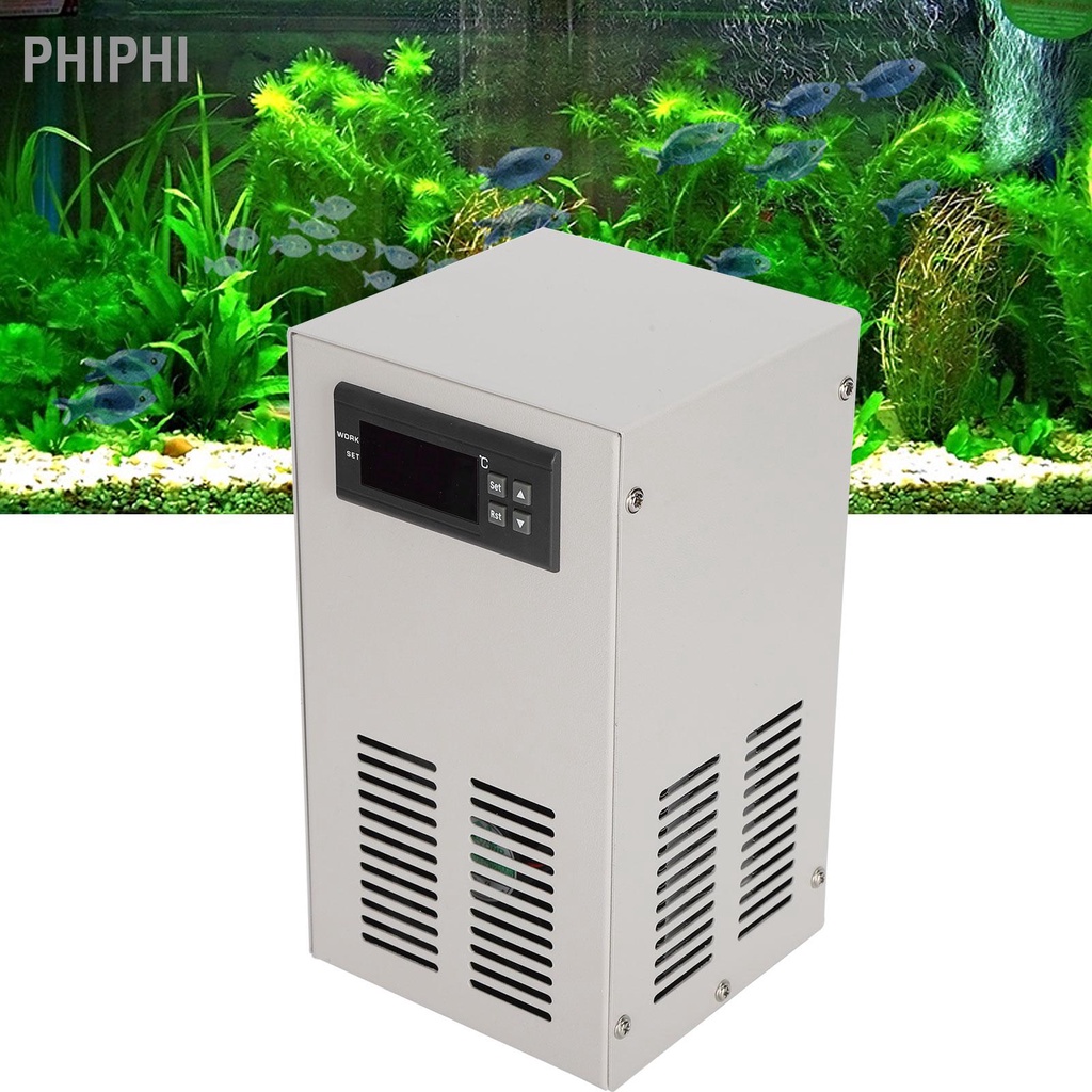 PHIPHI US Plug 100V‑240V Máy làm lạnh bể cá 72W Hệ thống mát điện tử im lặng trong nước