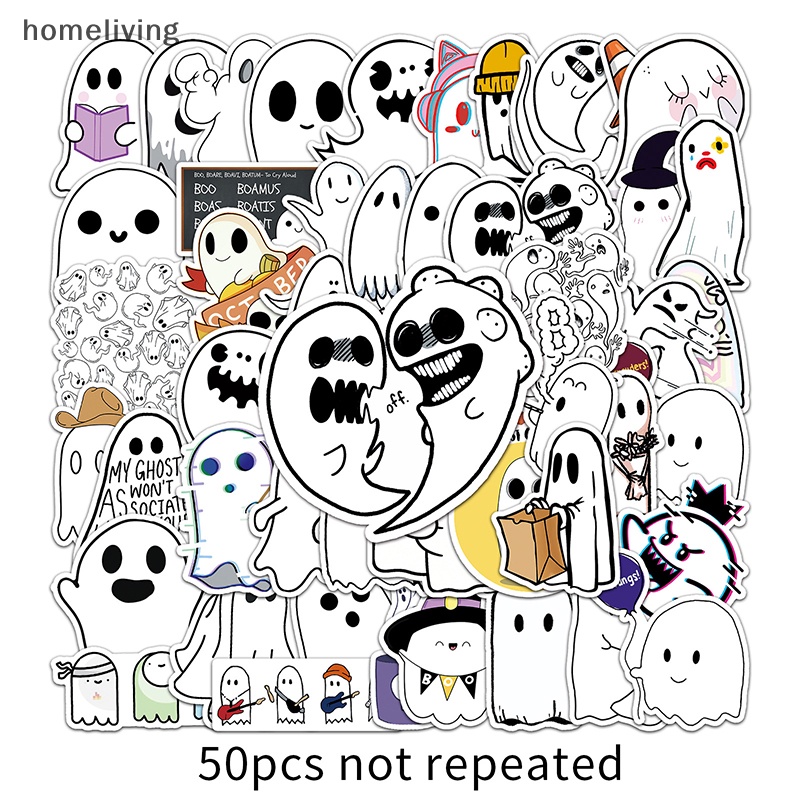 Bộ 50 Miếng Dán Trang Trí Sổ Tay Chống Thấm Nước Họa Tiết Halloween